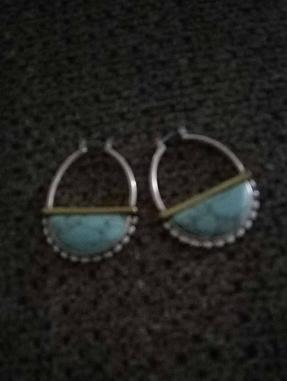 Turquoise Semi-Circle Hoop Earrings - Women's Jewelry